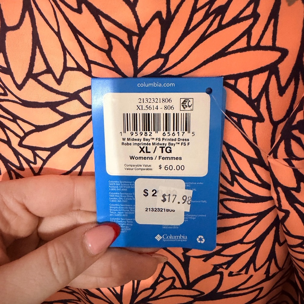 Columbia Peach and Black Patterned Midi Dress - Picture 4 of 4